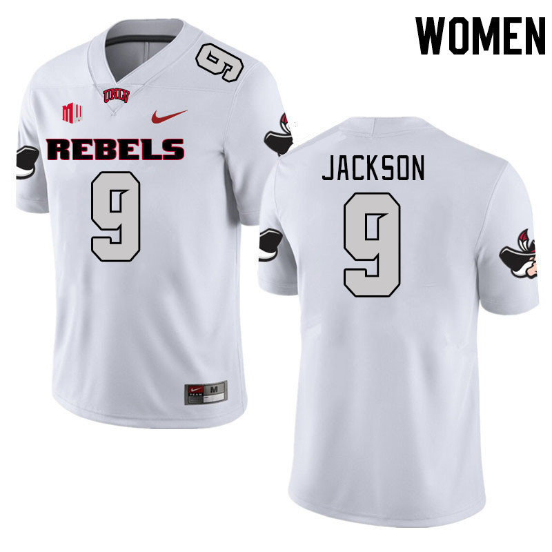 Women #9 Alan Jackson UNLV Rebels 2023 College Football Jerseys Stitched-White - Click Image to Close